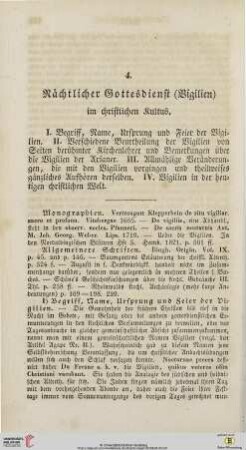 4. Nächtlicher Gottesdienst (Vigilien) im christlichen Kultus