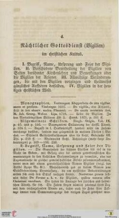 4. Nächtlicher Gottesdienst (Vigilien) im christlichen Kultus
