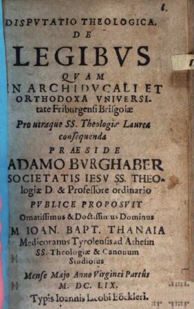 Disp. theol. de legibus