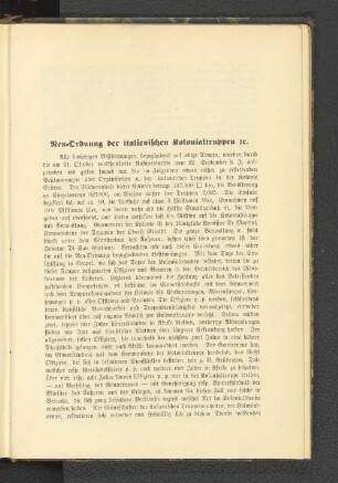 Neu-Ordnung der italienischen Kolonialtruppen.