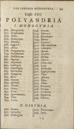 Classis XIII. Polyandria