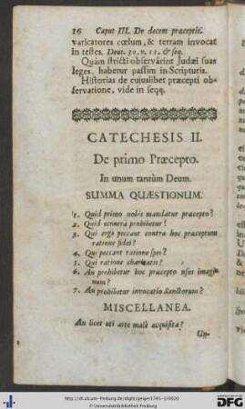 Catechesis II. De primo Praecepto.