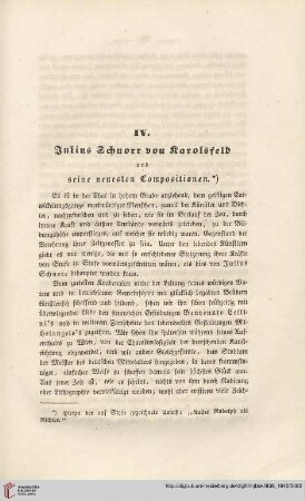 1: Julius Schnorr von Karolsfeld und seine neuesten Compositionen