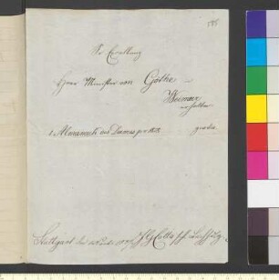 Brief von Cottasche Buchhandlung an Goethe, Johann Wolfgang von