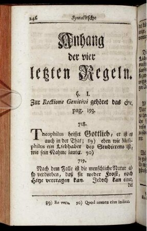 Anhang der vier letzten Regeln.