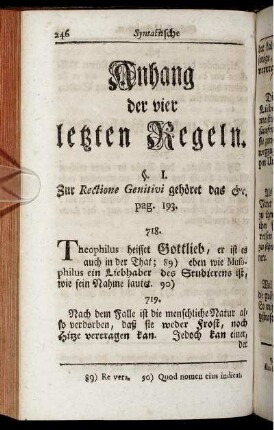 Anhang der vier letzten Regeln.