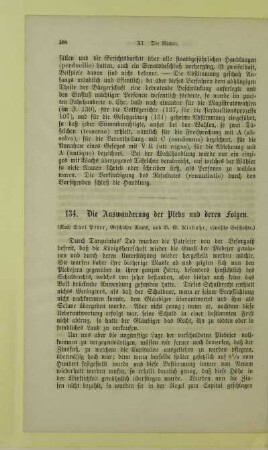 Die Auswanderung der Plebs und deren Folgen
