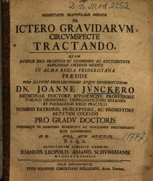 Dissertatio Inavgvralis Medica De Ictero Gravidarvm Circvmspecte Tractando