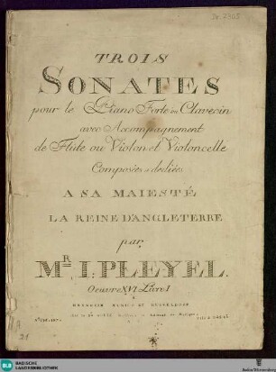 Trois trios pour deux violons & un violoncel : Oeuvre 16