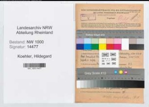 Entnazifizierung Hildegard Koehler, geb. 02.02.1913 (Krankenschw.)