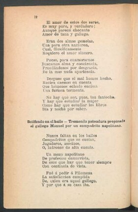 Batifondo en el baile - Tremenda pateadura propinada al gallego Manuel por un compadrito napolitano.