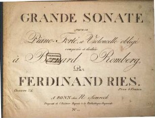 Grande sonate pour le piano et violoncelle ou violon : oeuvre 21