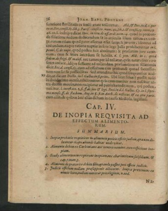 Cap. IV. De Inopia Requisita Ad Effectum Alimentorum.