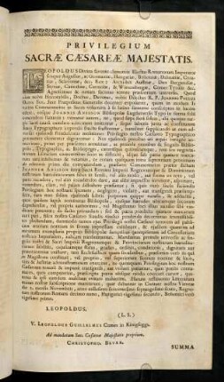 Privilegium Sacrae Caesareae Majestatis