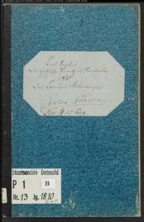 Zivilstandsregister der katholischen Gemeinde Altenbergen, Kreis Höxter (GHT 1810) (Gemeinde: Katholische Gemeinde Altenbergen, Kreis Höxter)
