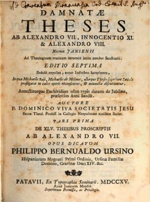 Damnatae Theses, 1. P. 1 - 3. - 1715