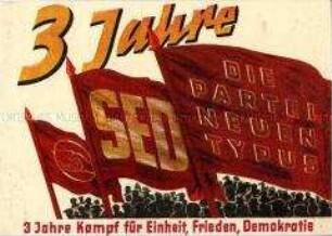 Einladung zu einer Kundgebung anlässlich des dreijährigen Bestehens der SED