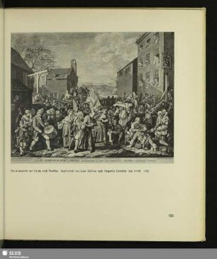 Der Ausmarsch der Garde nach Finchley. Kupferstich von Luke Sullivan nach Hogarths Gemälde (um 1746), 1750