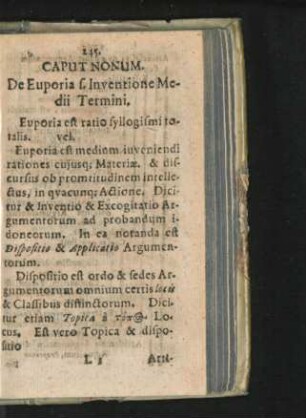 Caput Nonum. De Euporia s. Inventione Medii Termini.