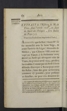 Additions au I. Memoire.