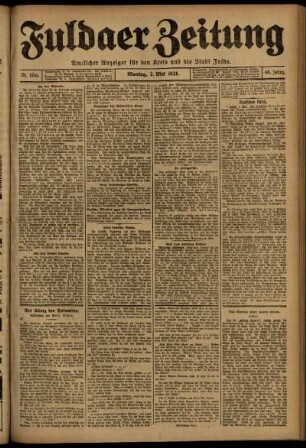 Ausgabe vom Sonntag, den 01. Mai 1921.