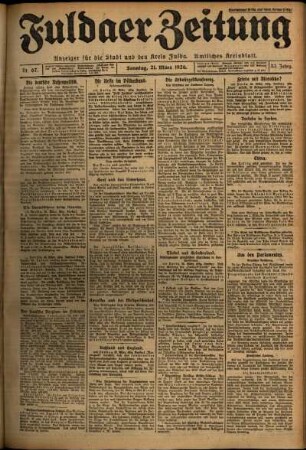 Erste Ausgabe vom Sonntag, den 21. März 1926.
