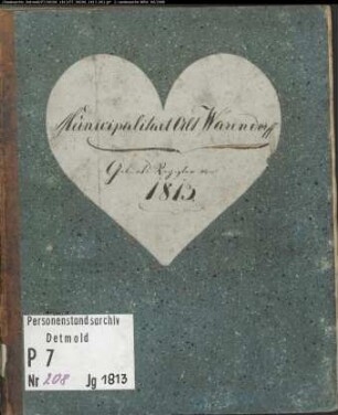 Zivilstandsregister der Munizipalität Altwarendorf (G 1813). (Gemeinde: Altwarendorf, Kreis Warendorf)
