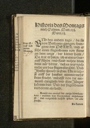 Historia des Montag nach Palmen.