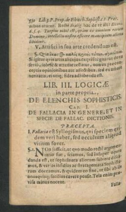 Cap. I. De Fallacia In Genere, Et In Specie De Fallac. Dictionis.