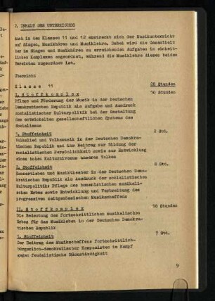 Inhalt des Unterrichts