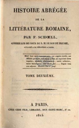 Histoire abrégée de la litterature Romaine, 2 (1815)