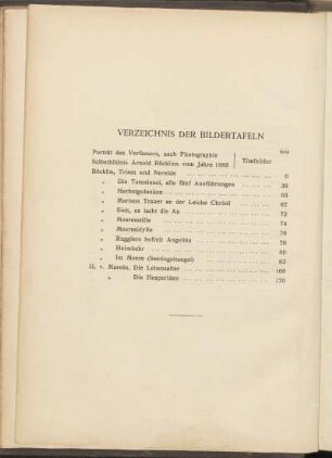 Verzeichnis der Bildertafeln