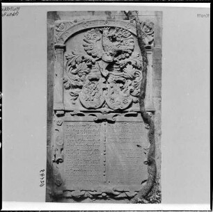 Heidelberg Peterskirche Grabstein Martin Flach (gestorben 1590), Beatrix Lipsin geborenen Gehurin (gestorben 1579) und Clara Hoffmann (gestorben 1583)