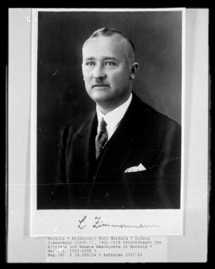 Ludwig Zimmermann (1895-?), 1931-1935 Privatdozent für Mittlere und Neuere Geschichte in Marburg