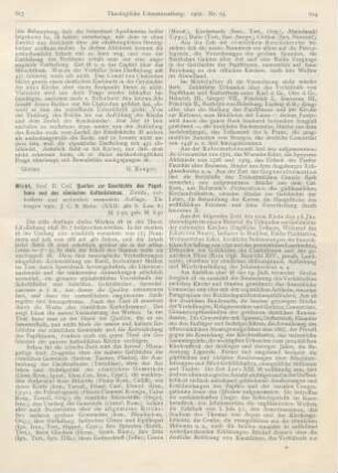 613-615 [Rezension] Mirbt, Carl, Quellen zur Geschichte des Papsttums und des römischen Katholizismus. Zweite, verbesserte und wesentlich vermehrte Auflage