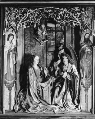 Schrein mit Verkündigung : Schrein mit Verkündigung (um 1490/1500). Meersburg, Unterstadtkapelle Sankt Johannes der Täufer
