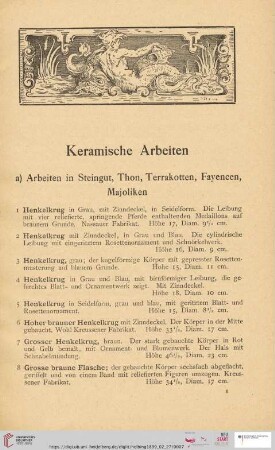 Keramische Arbeiten (Nr. 1-64)