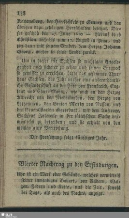 Vierter Nachtrag zu den Erfindungen