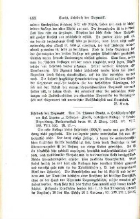 468-469 [Rezension] Specht, Thomas, Lehrbuch der Dogmatik