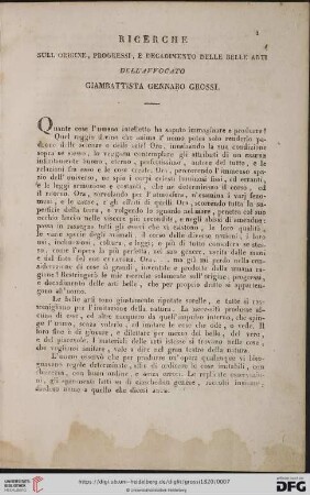 Ricerche sull origine, progressi, e decadimento delle belle arti dell'avvocato Giambattista Gennaro Grossi