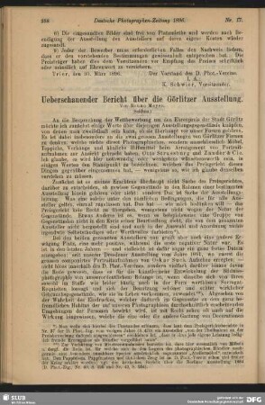 Ueberschauender Bericht über die Görlitzer Ausstellung