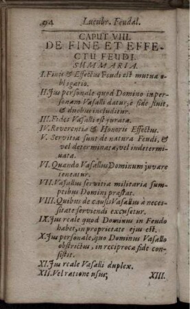 Capu VIII. De Fine Et Effectu Feudi