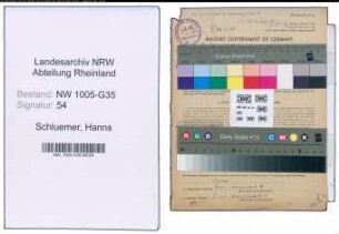 Entnazifizierung Hanns Schluemer , geb. 29.12.1908 (Musiklehrer)