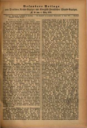 Deutscher Reichs-Anzeiger und Königlich Preußischer Staats-Anzeiger. Besondere Beilage zum Deutschen Reichs-Anzeiger und Königlich-Preußischen Staats-Anzeiger. 1876