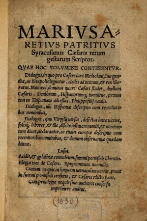 Dialogus, in quo pro Caesare iura Mediolani Burgundiae, ac Neapolis leguntur, clades ad Ticinum et rex liberatus