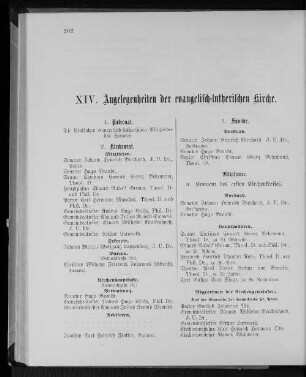 XIV. Angelegenheiten der evangelisch-lutherischen Kirche.