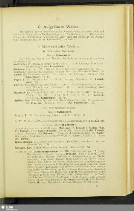 I. Musikalische Werke