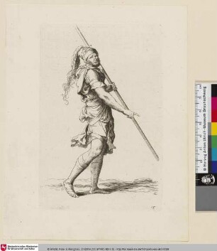 Salvator Rosa Invenit [Ein Mann einen Stab in den Händen haltend, seitlich stehend]