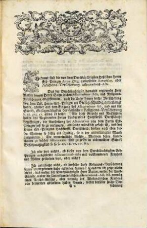 Unverbündlichkeit Der von dem Durchläuchtigsten Heßischen Herrn Erb-Prinzen Anno 1754. ausgestellten Religions-Versicherung