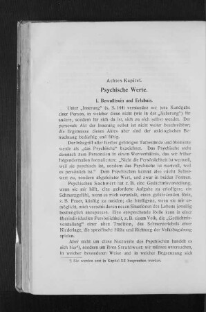 Achtes Kapitel. Psychische Werte.